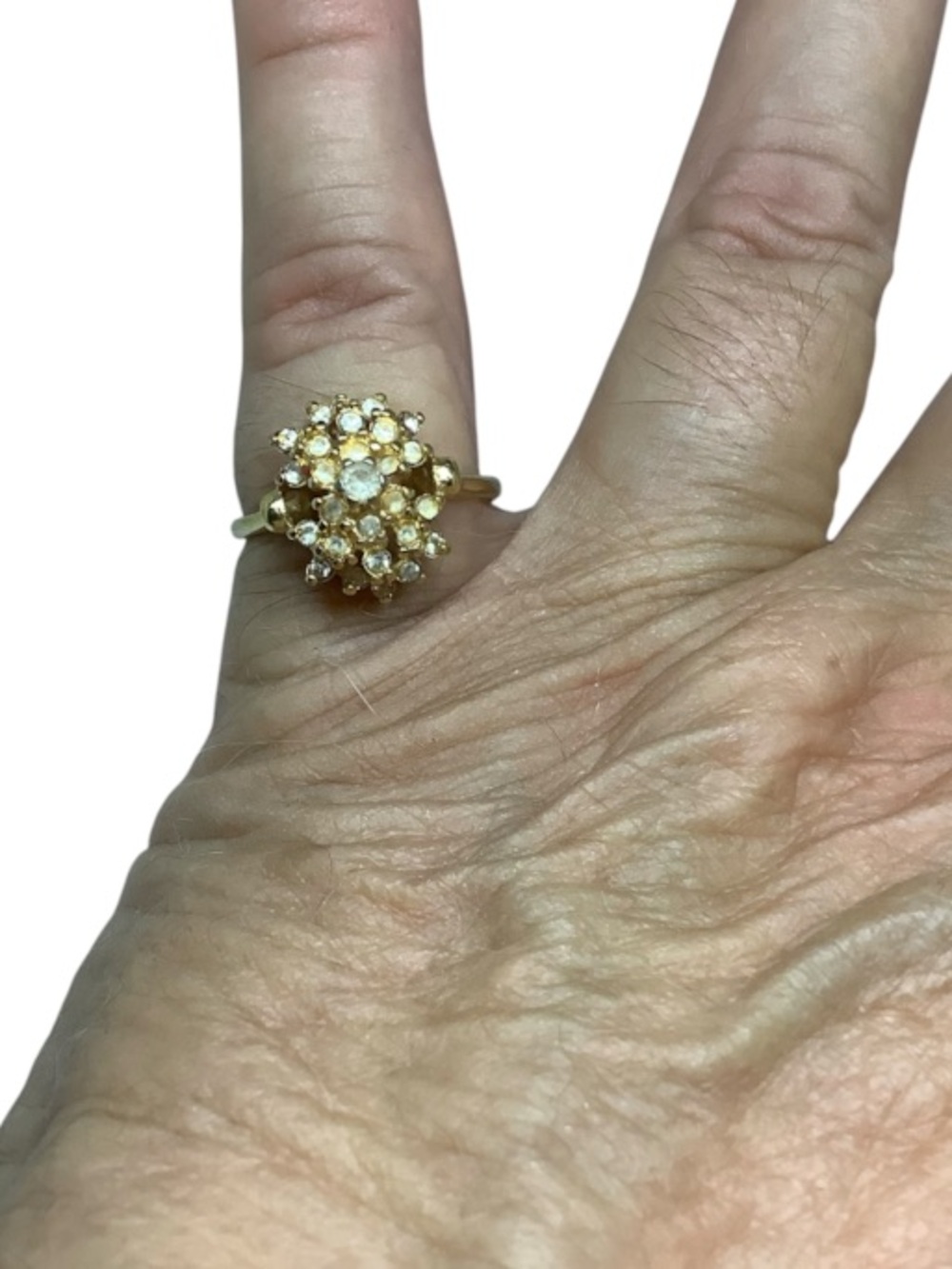Gold plated Cluster Ring with Clear Stones